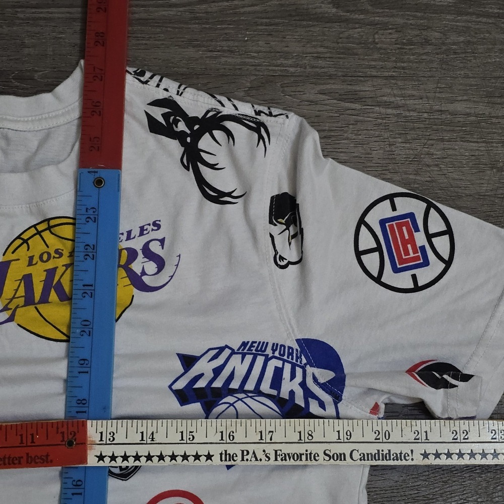 NBA League Team Logos All Over Print Jersey T Shirt Basketball White Mens Medium - Picture 16 of 16